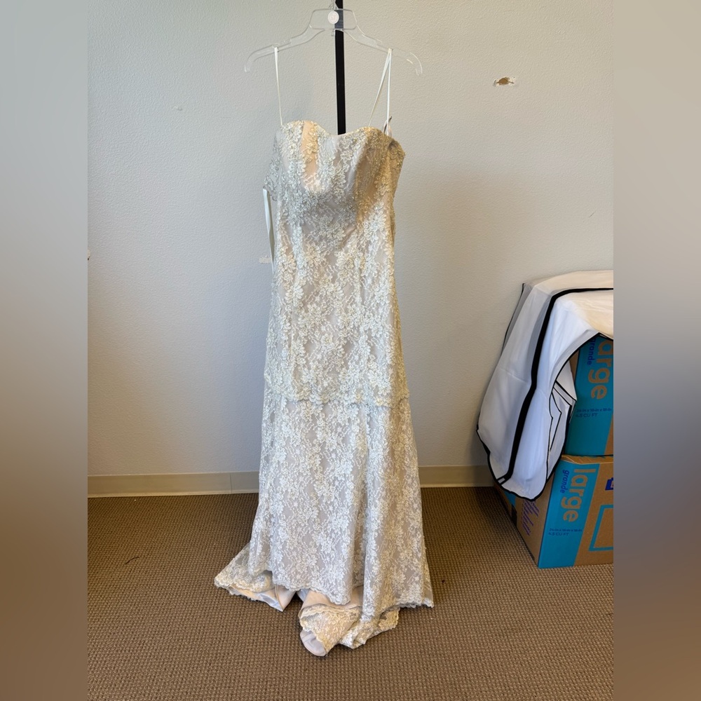 Vintage Strapless Ivory/Nude Lace Dress 9136A